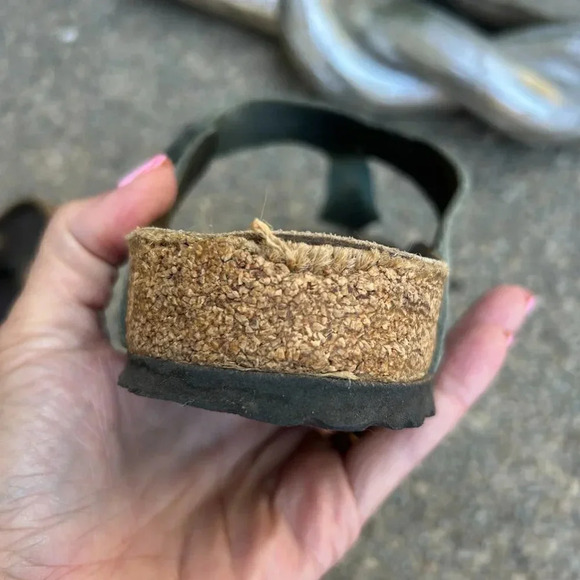 Birkenstock Gizeh Green Oiled Leather Classic Footbed Thong Sandals Size 40 - Picture 9 of 11